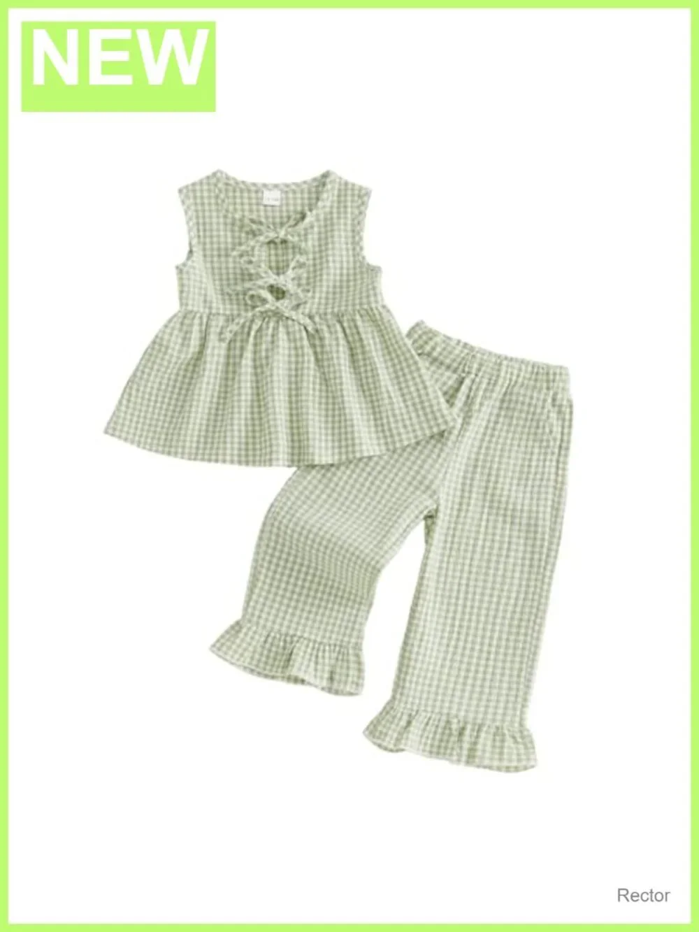 Toddler Girl Gingham Tank Top and Pants Set 2-Piece Sleeveless Outfit